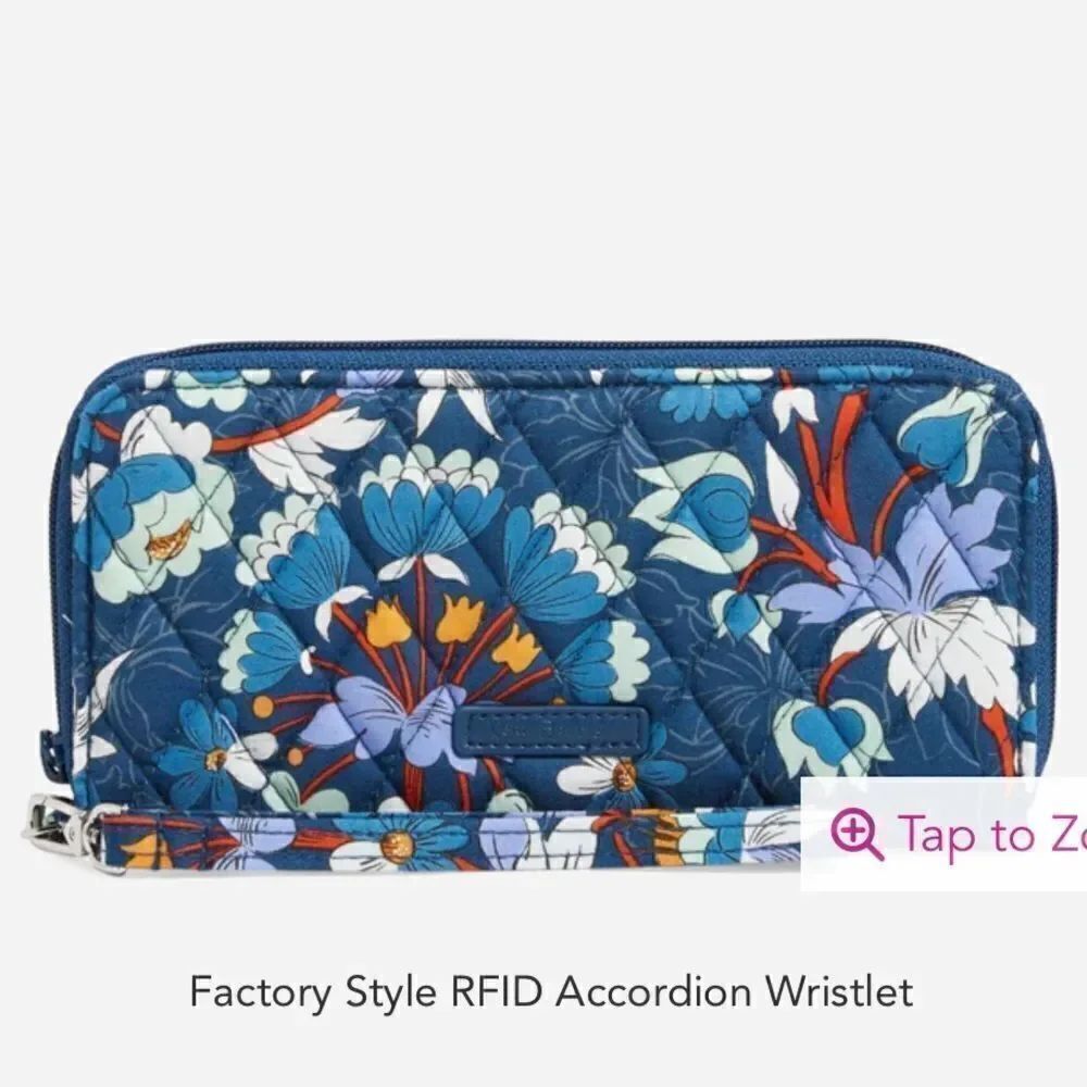 Vera Bradley Factory Style RFID Accordion Wristlet in Floral Bursts NWT